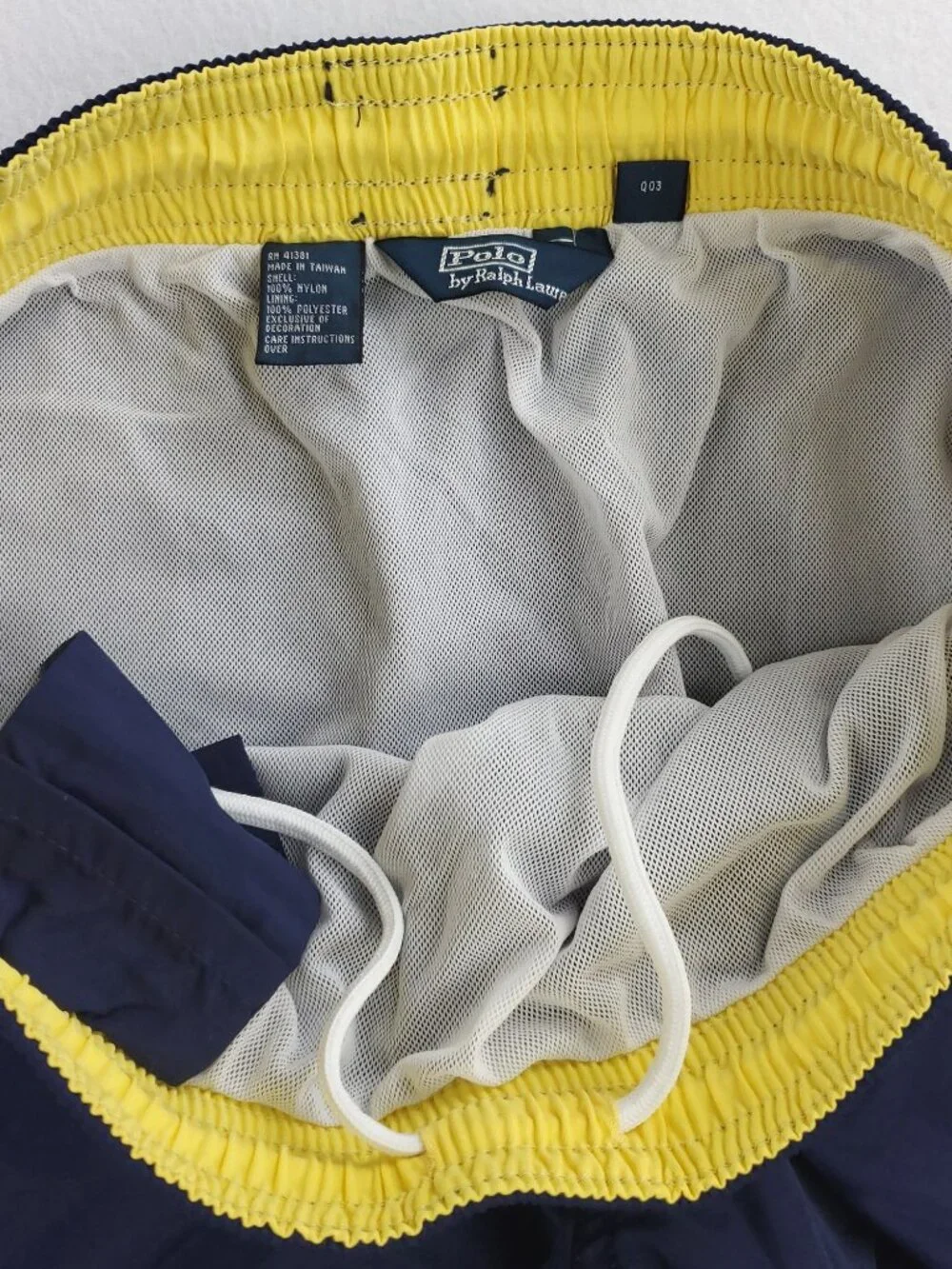 Polo Ralph Lauren Vintage Swim Shorts Trunks Pony Pockets Navy Blue Men's Large
